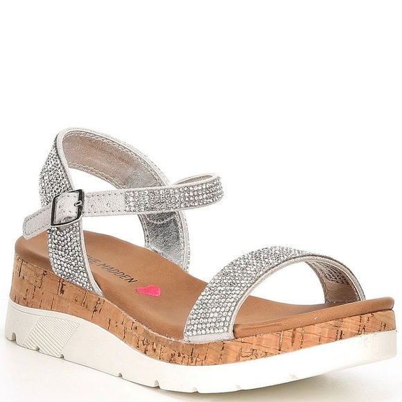 Steve Madden Rhinestone Wedge Sandals (Youth) - Picture 1 of 2